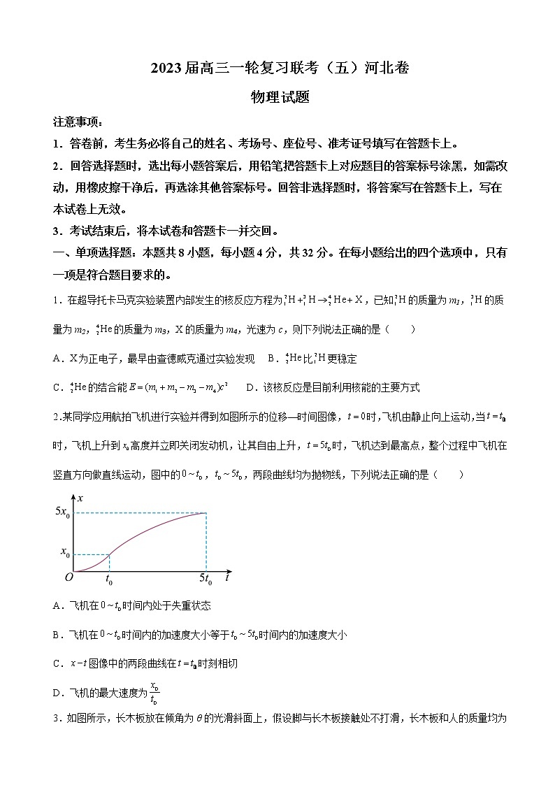 2023届河北省高三一轮复习联考物理试卷（五）第1页