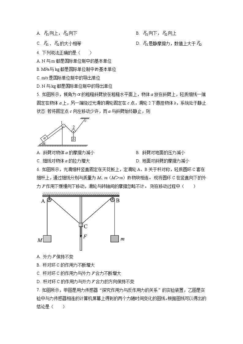 湖南省长沙市第一中学2022-2023学年高一上学期期末物理试题（原卷版）第2页