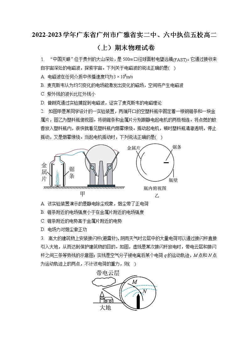2022-2023学年广东省广州市广雅省实二中、六中执信五校高二（上）期末物理试卷（含答案解析）01