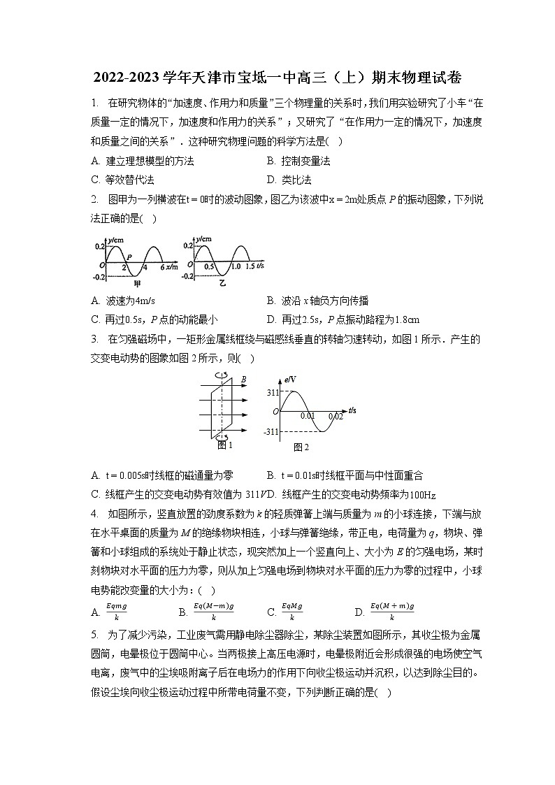 2022-2023学年天津市宝坻一中高三（上）期末物理试卷（含答案解析）01
