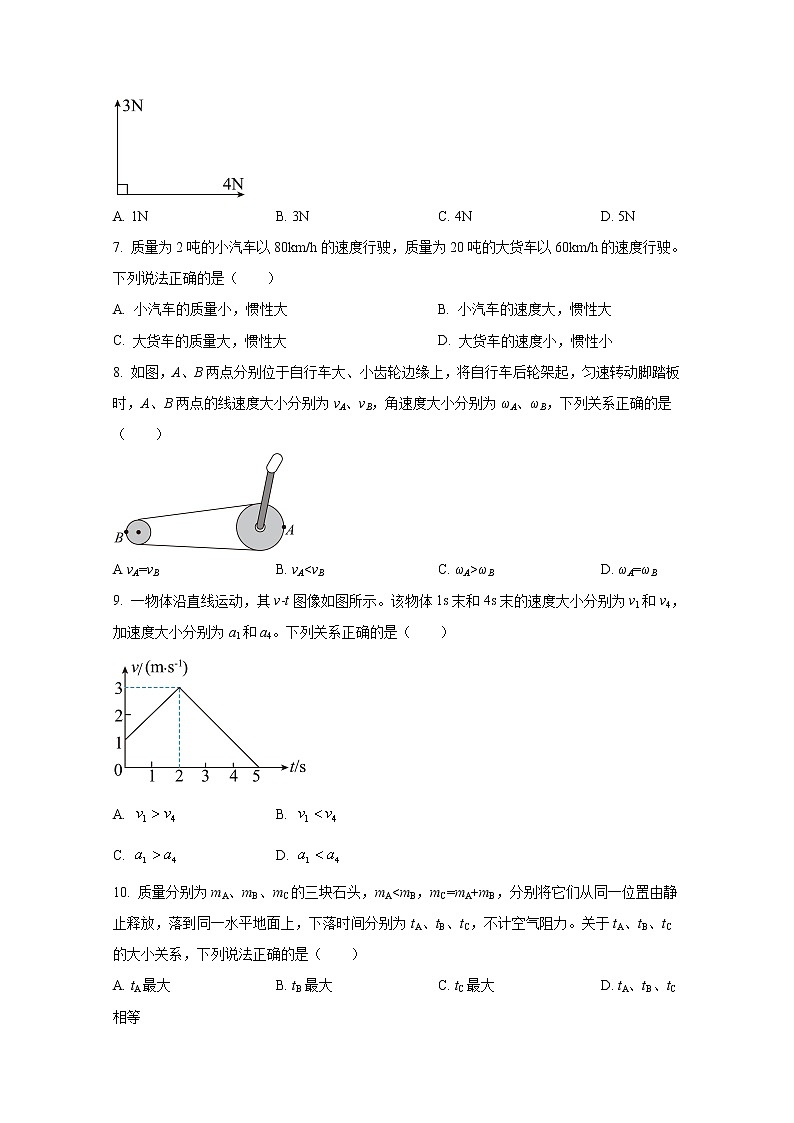 湖南省2022年普通高中学业水平选择性考试物理试卷（Word版附答案）第2页