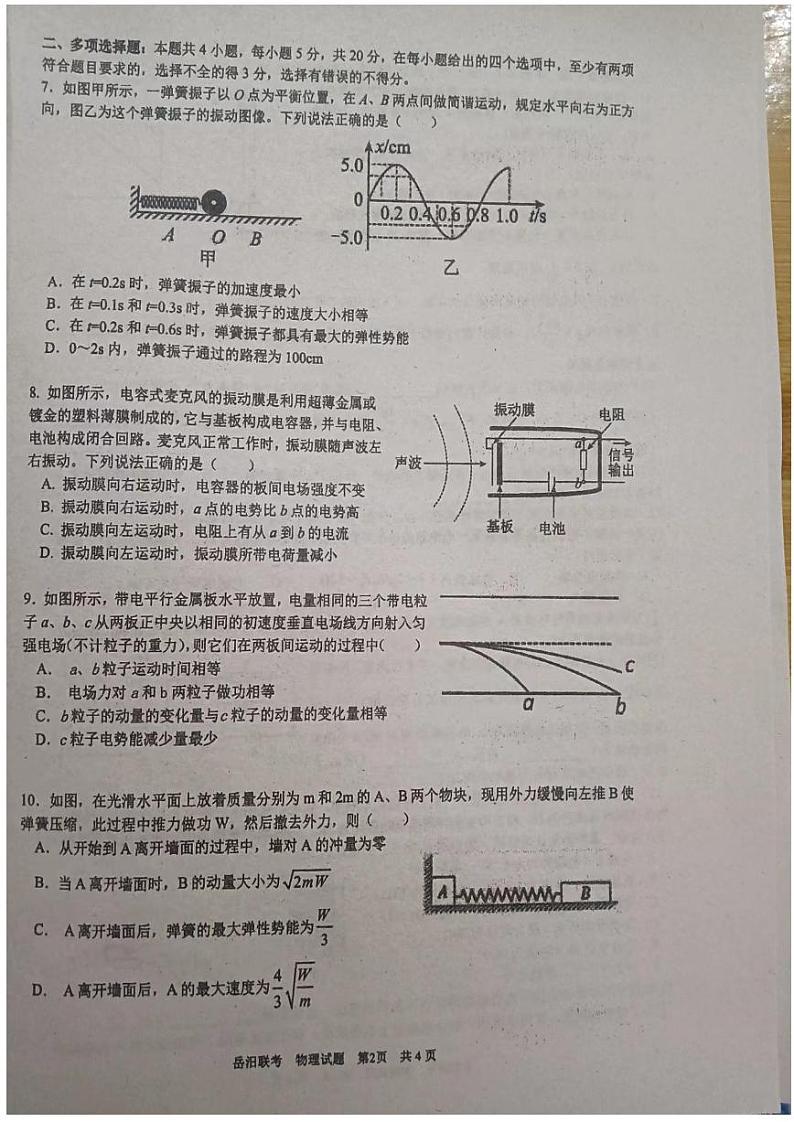 湖南省岳阳市2022-2023学年高二上学期1月期末考试物理试卷（图片版，含部分解析）第2页