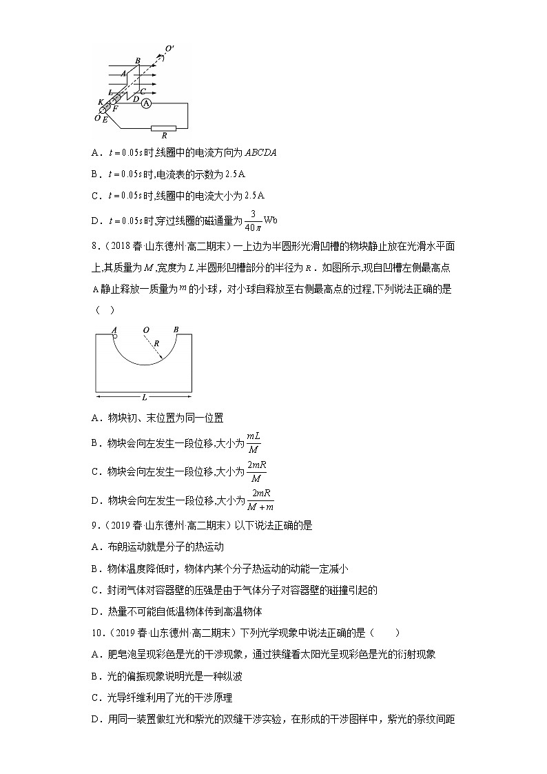 山东省德州市三年（2020-2022）高二物理下学期期末测试题题型分类汇编1-单选题03