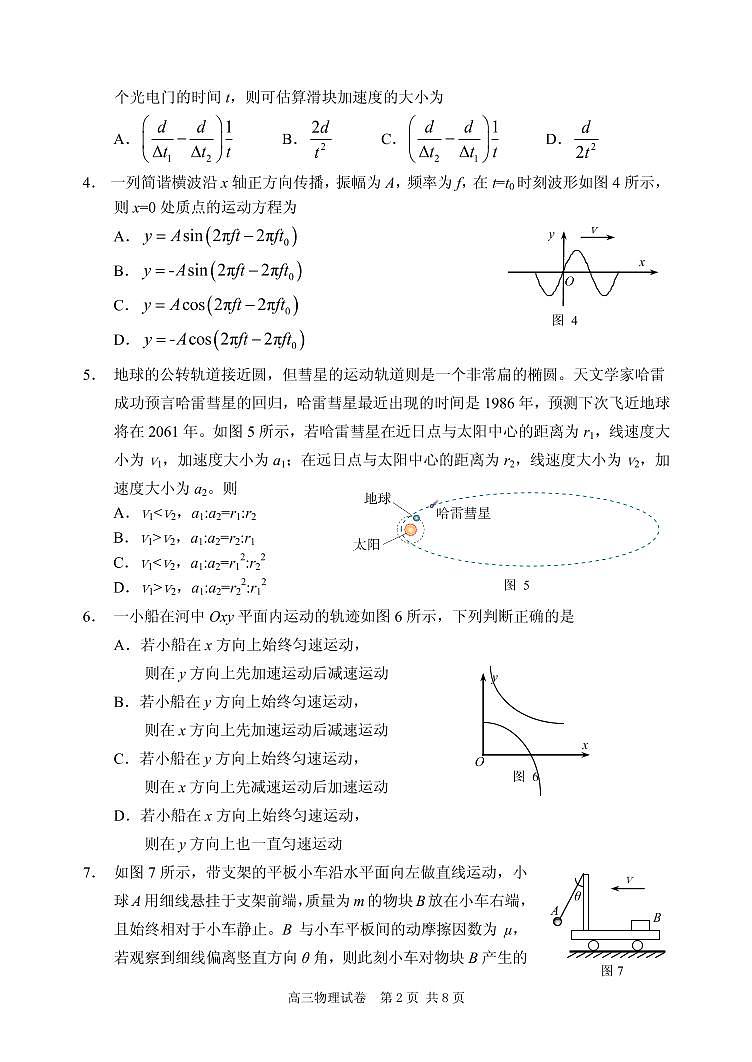 2021届北京市石景山区高三上学期期末考试物理试题 PDF版第2页