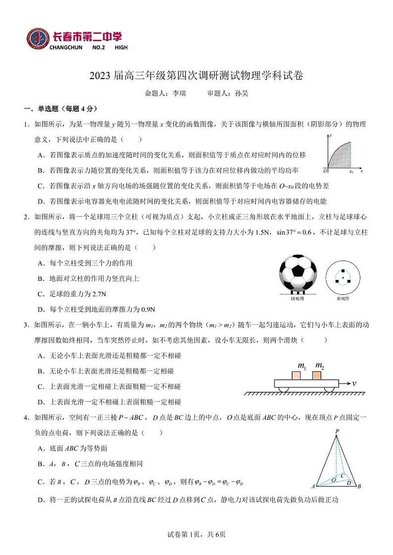 2023长春二中高三上学期期末考试物理试卷PDF版无答案第1页