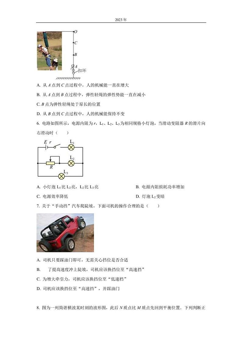 上海市闵行区2022-2023学年高三上学期一模试题（1月） 物理（PDF版）第2页