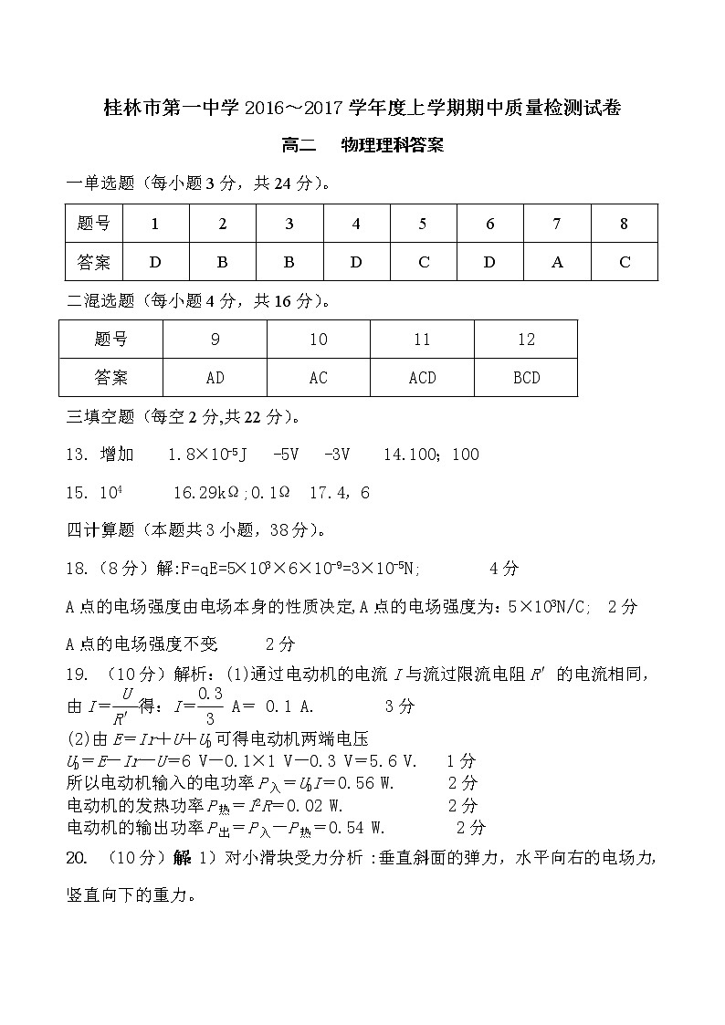 2016-2017学年广西桂林市第一中学高二上学期期中测试物理（理）试题 PDF版01