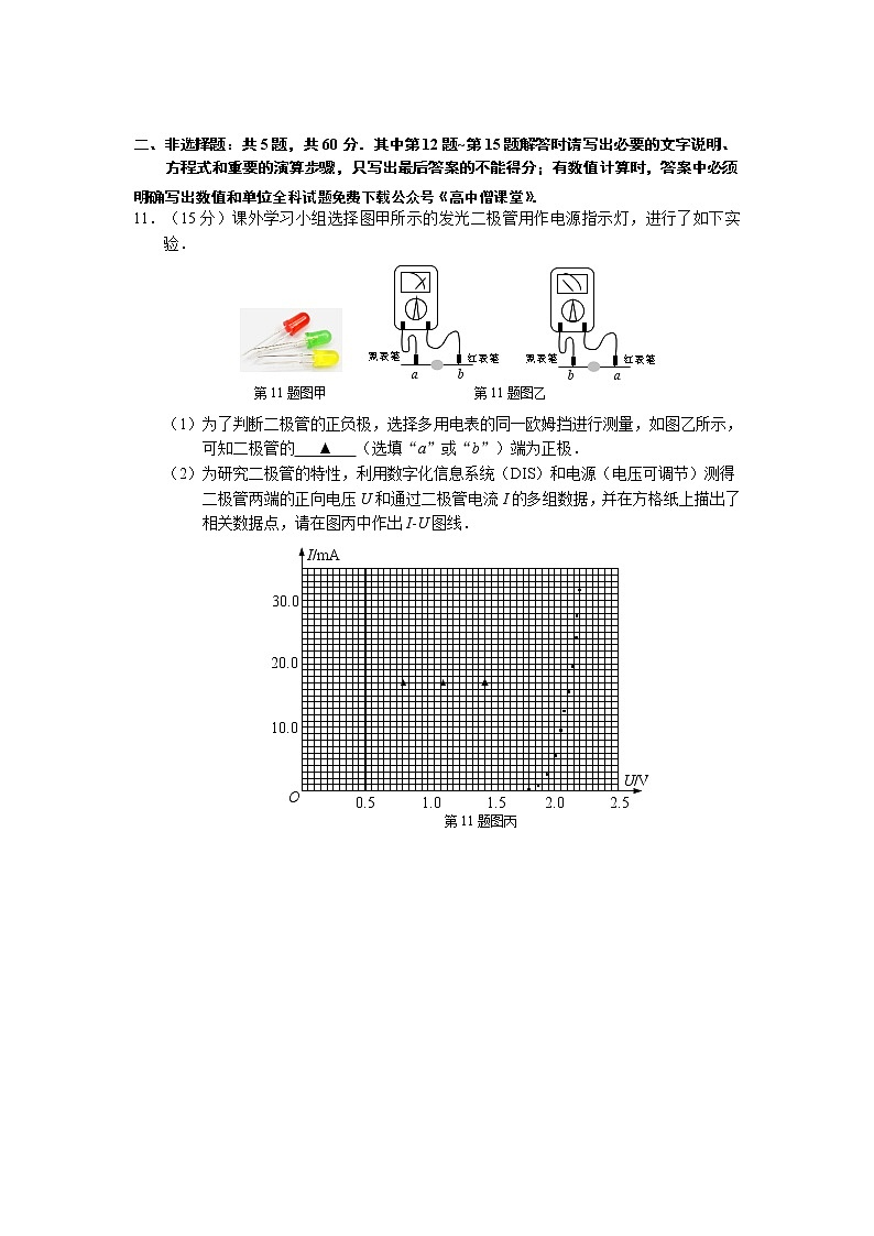 2023南通高三下学期2月第一次调研测试（一模）物理含答案03