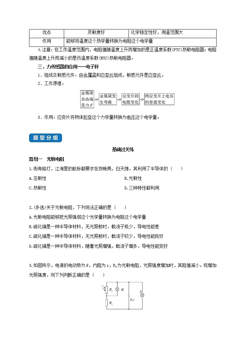 课时5.2 常见传感器的工作原理及应用--高中物理同步练习分类专题教案（人教版选择性必修第二册）02