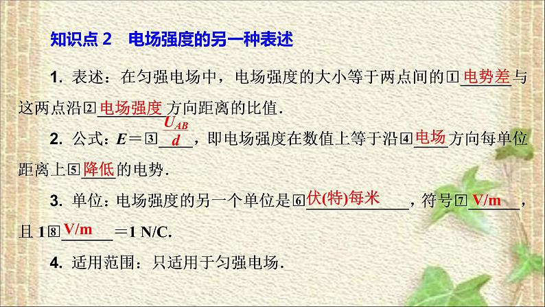 2022-2023年人教版(2019)新教材高中物理必修3 第10章静电场中的能量第3节电势差与电场强度的关系(5)课件04