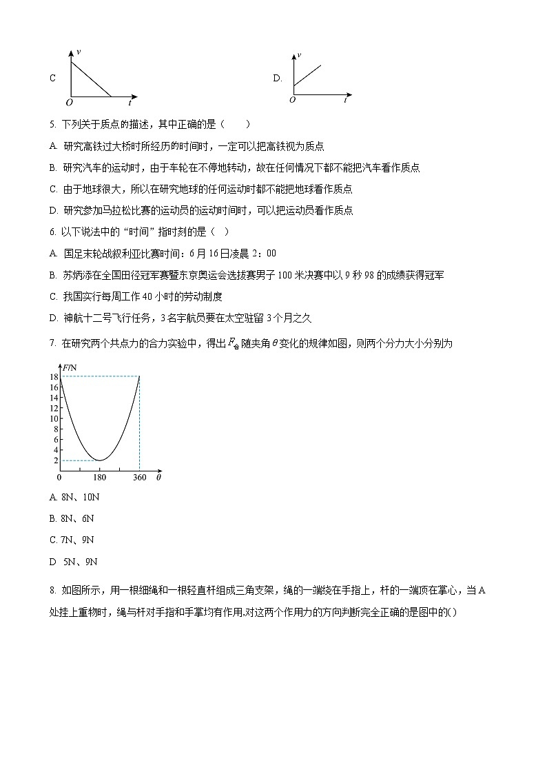 天津市南仓中学2022-2023学年高一上学期1月期末物理试题第2页