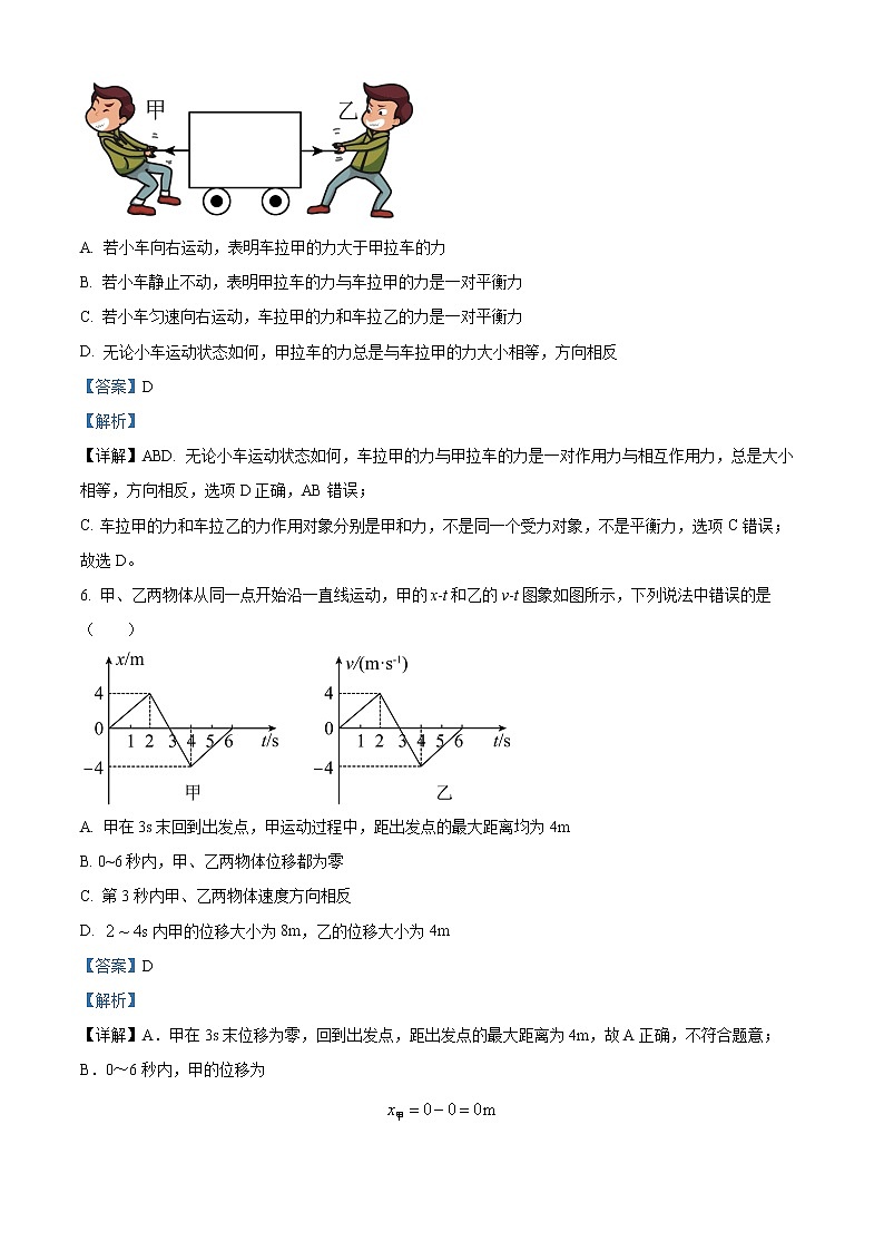 2023长沙同升湖高级中学高一上学期期末考试物理试题含解析03