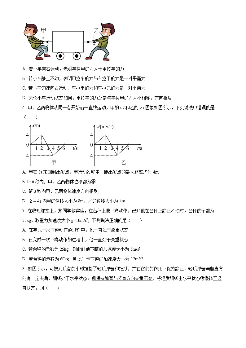 2023长沙同升湖高级中学高一上学期期末考试物理试题含解析02