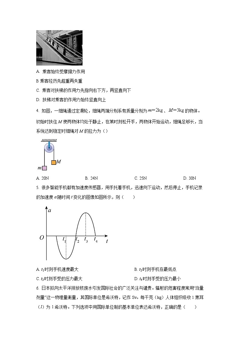 2022-2023学年北京市清华大学附中高三上学期开学考试物理试题（word版）02