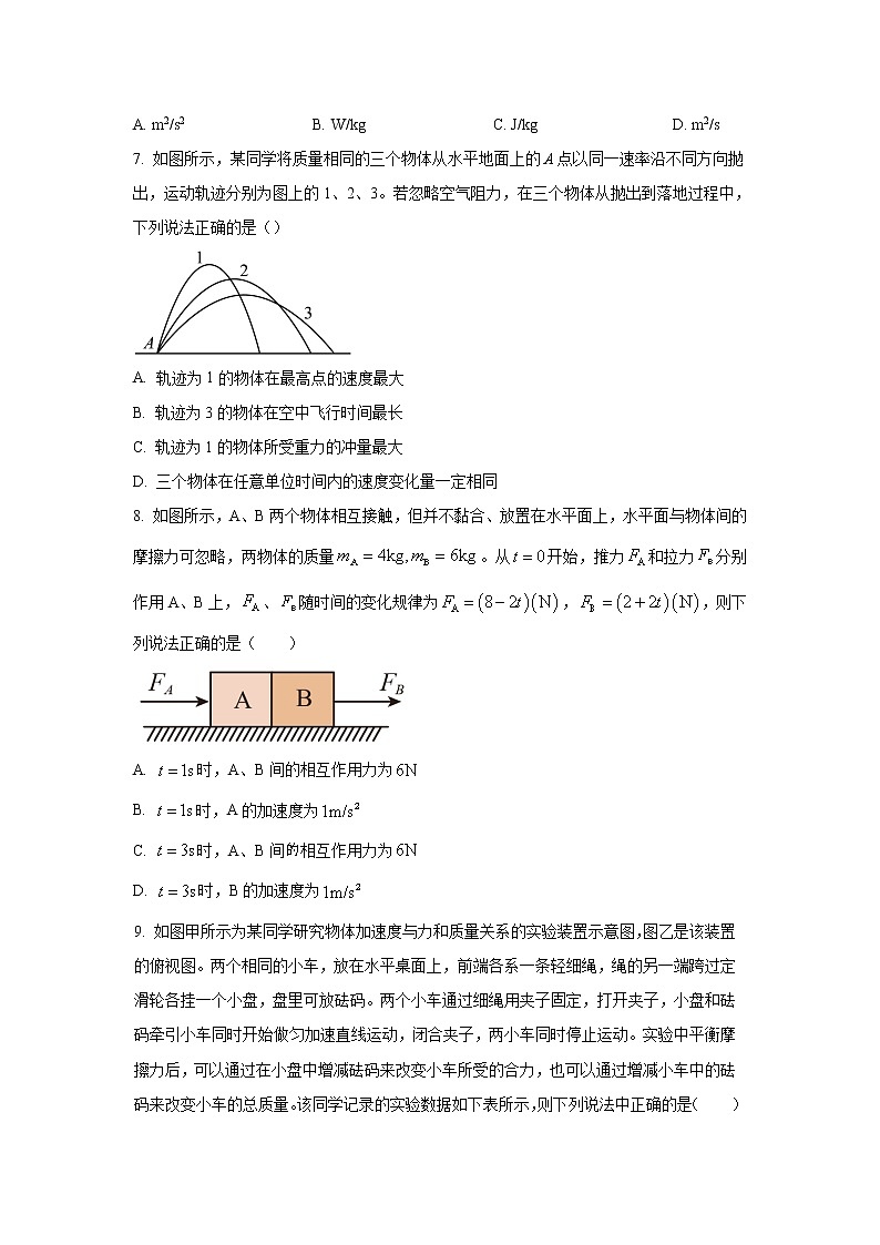 2022-2023学年北京市清华大学附中高三上学期开学考试物理试题（word版）03