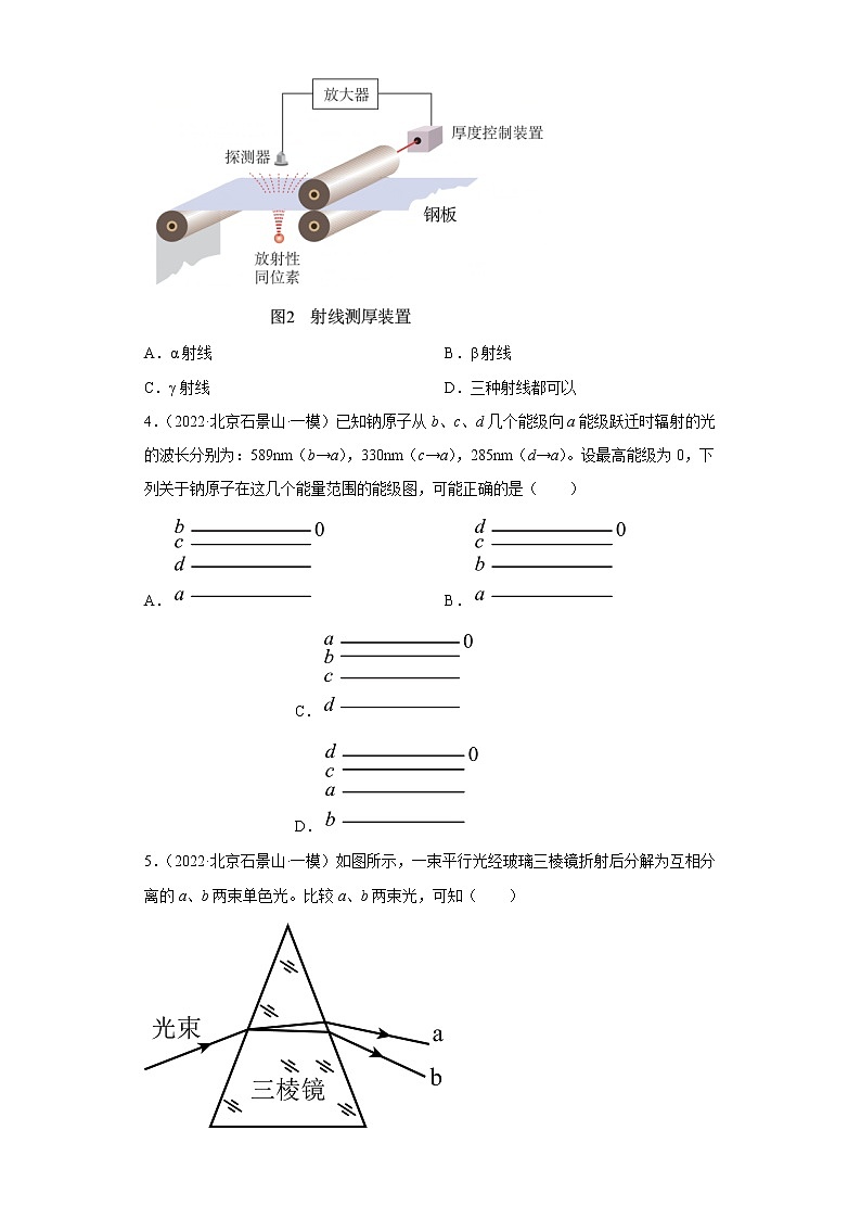 北京市石景山区2020届-2022届高考物理三年模拟（一模）试题汇编-选择题第2页