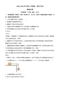 2022-2023学年湖北省当阳市第一中学高一上学期期中物理试题（解析版）