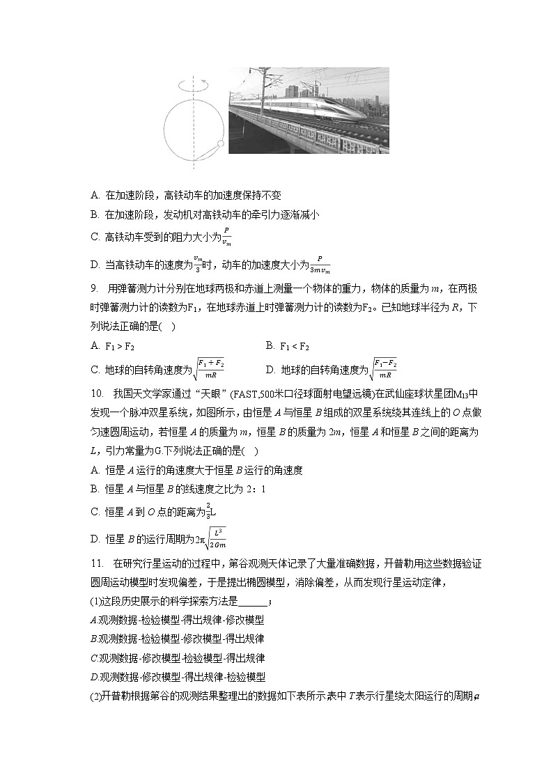 2021-2022学年河北省张家口市高一（下）第二次段考物理试卷(含答案解析)第3页