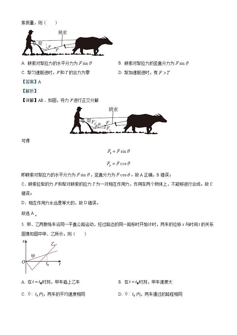 2022-2023学年海南省高一上学期期末物理试题（解析版）03