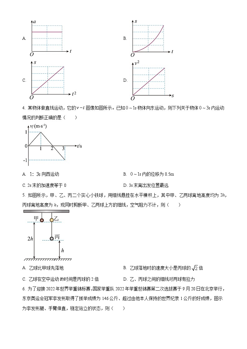 广东省汕尾市2022-2023学年高一上学期期末考试（2月）物理试题02