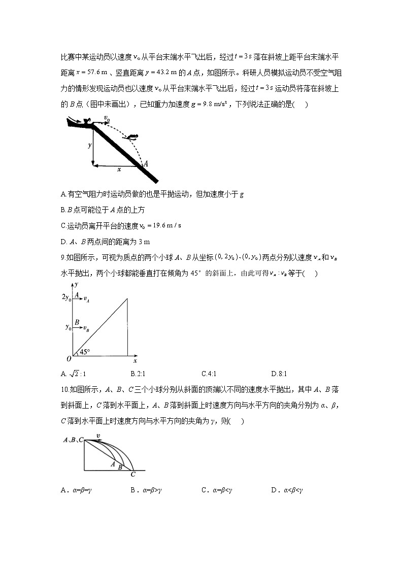 2023年高考物理二轮复习高频考点专项练习：专题四 考点11 抛体运动的规律及应用（C）第3页