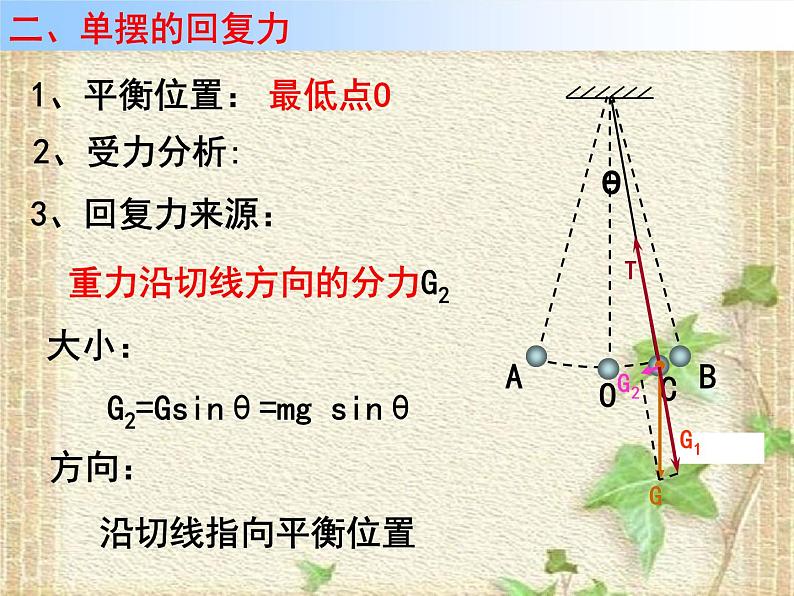 2022-2023年人教版(2019)新教材高中物理选择性必修1 第2章机械振动第4节单摆(4)课件第7页