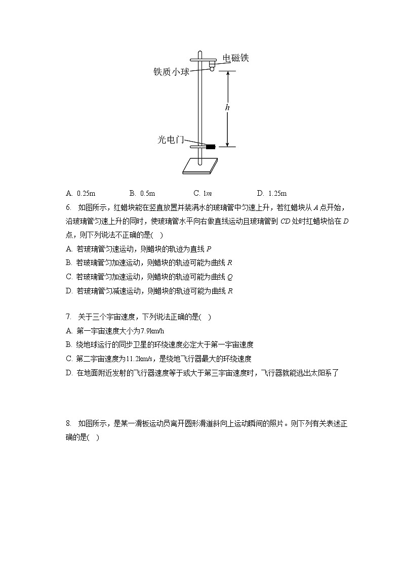 2021-2022学年浙江省台州市玉环市玉城中学高一（下）第一次月考物理试卷（含答案解析）第2页
