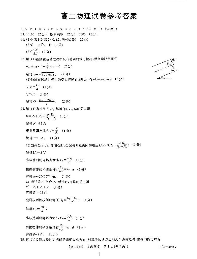 2022-2023学年江西省重点校高二上学期10月统一调研试题 物理 PDF版01