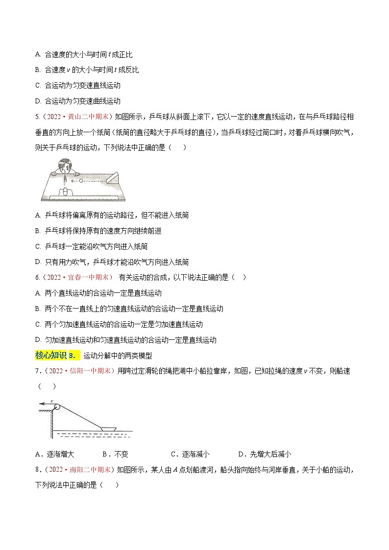 第五章  抛体运动（A卷·知识通关练）（原卷版）-高一物理分层训练AB卷（人教版必修2）第2页