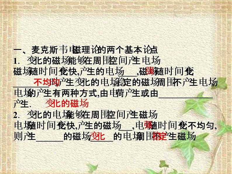 2022-2023年人教版(2019)新教材高中物理选择性必修2 第4章电磁振荡与电磁波第2节电磁场和电磁波(1)课件第2页