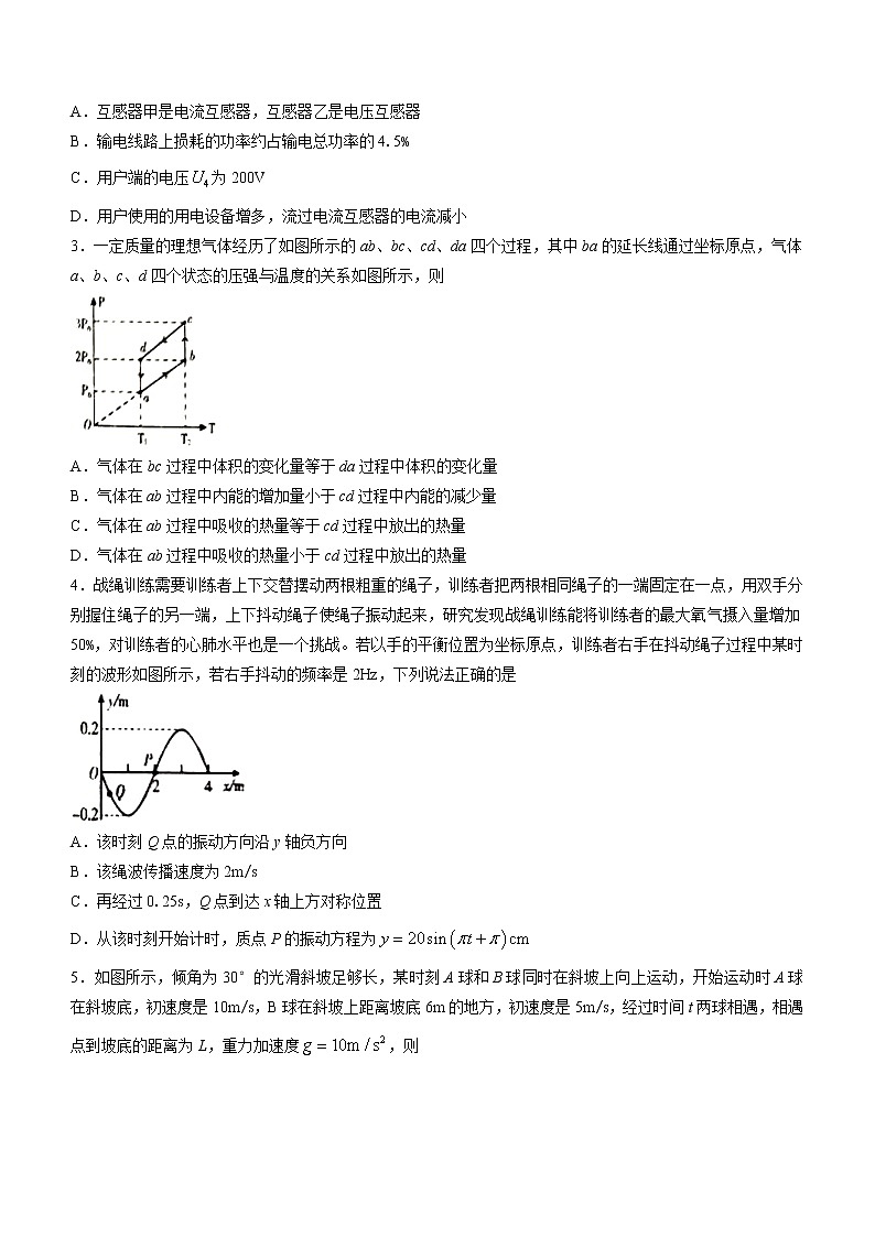 2023届山东省临沂市高三学业水平等级考试模拟（一模）物理试题及答案02