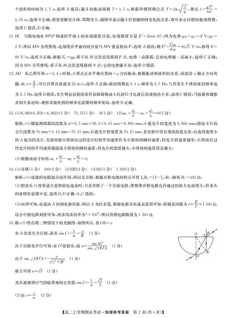 河南省商开大联考2022~2023学年高二上学期期末考试物理+答案02