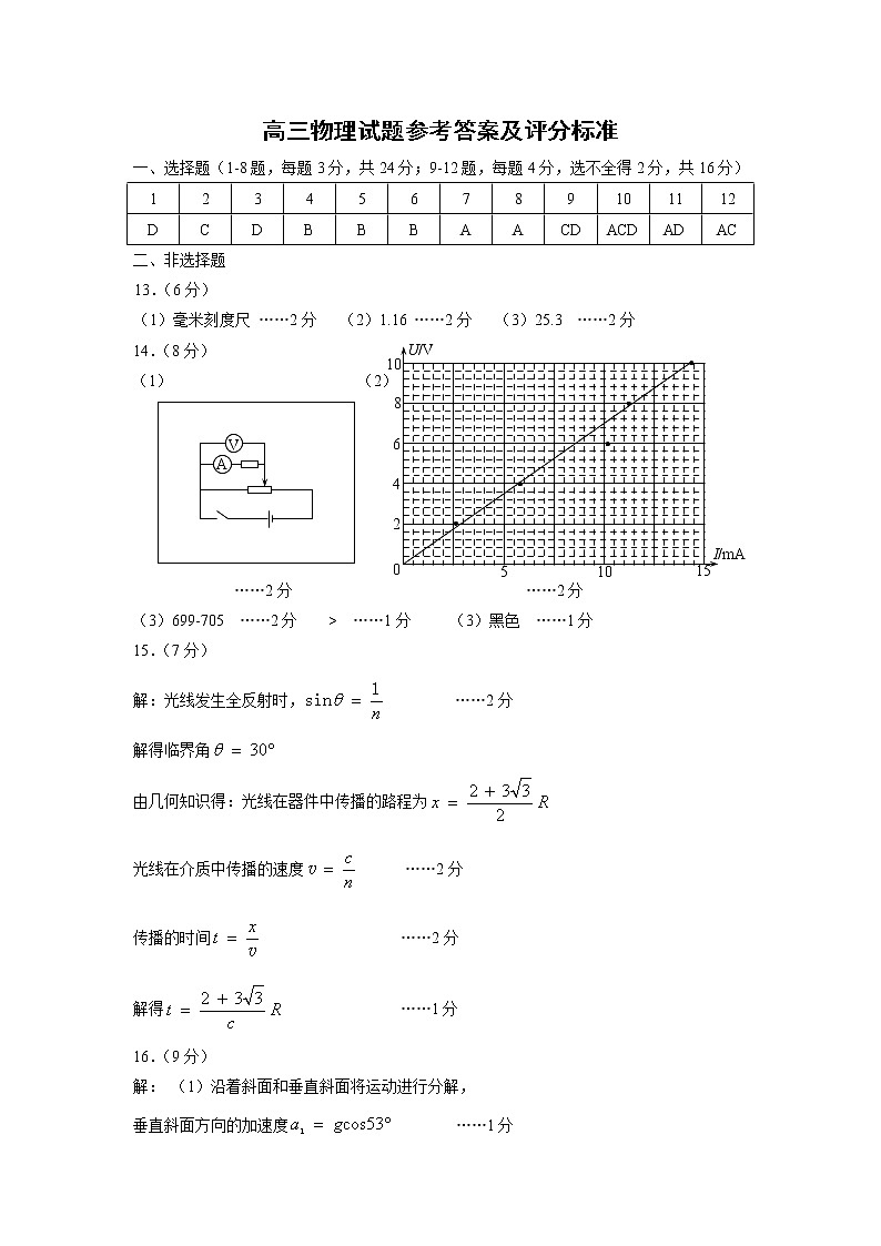 山东省威海市2022-2023学年高三上学期期末考试物理试卷及答案01