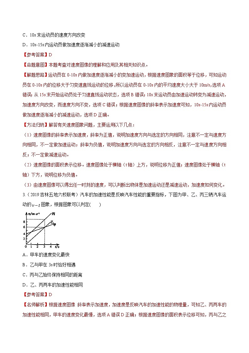 高考物理模拟题练习 专题1.4 速度图像（基础篇）（解析版）第2页