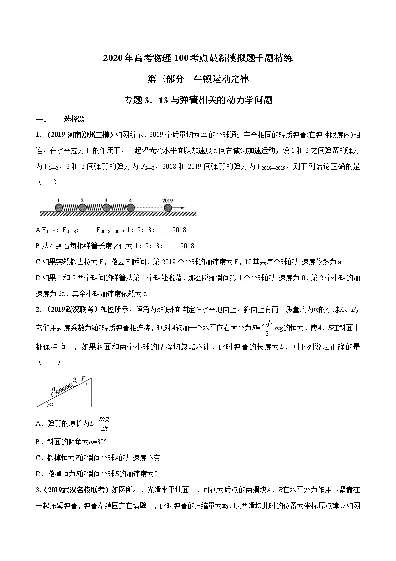 高考物理模拟题练习 专题3.13 与弹簧相关的动力学问题（原卷版）01
