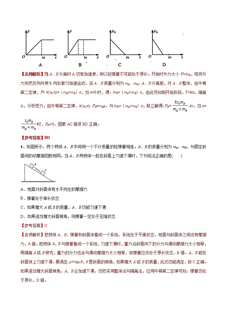 高考物理模拟题练习 专题3.13 与弹簧相关的动力学问题（解析版）03