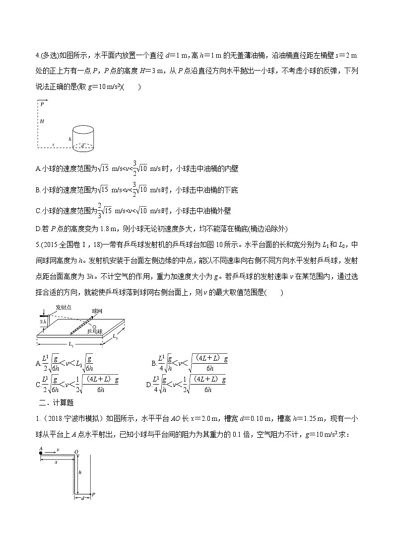 高考物理模拟题练习 专题4.22 与临界条件相关的平抛运动问题（原卷版）第2页