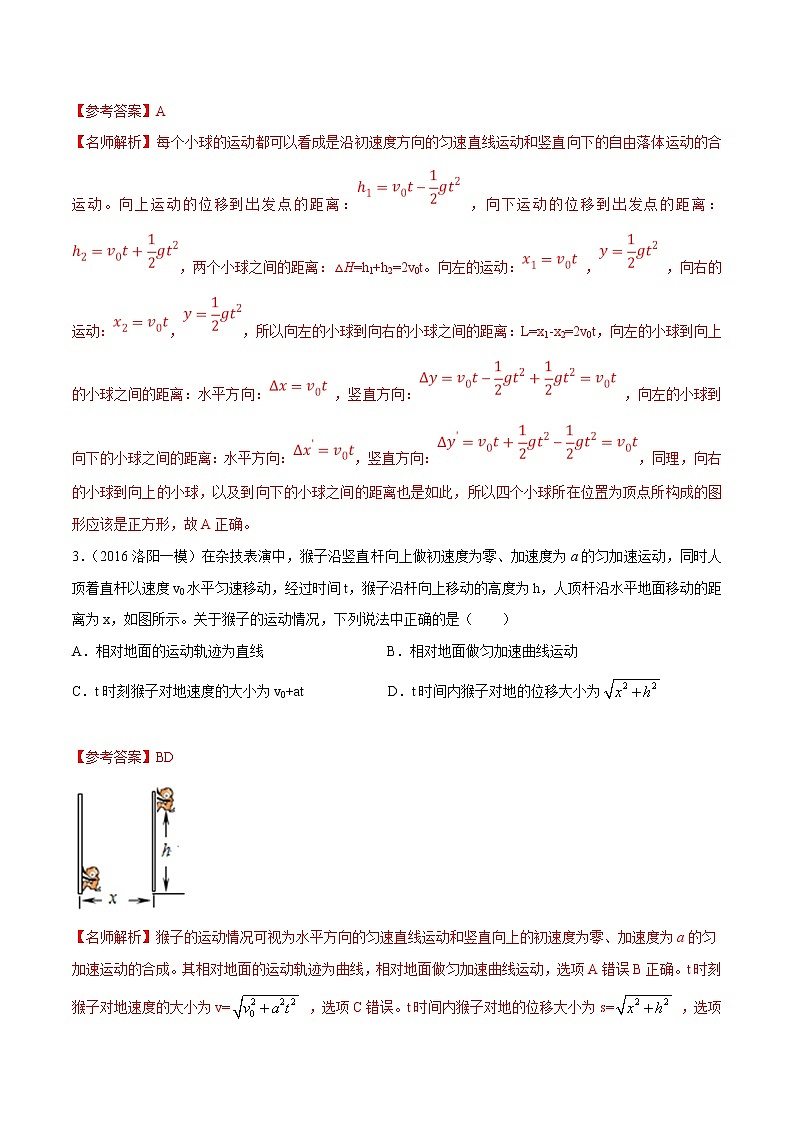 高考物理模拟题练习 专题4.4 运动合成和分解（提高篇）（解析版）第2页