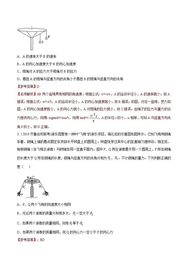 高考物理模拟题练习 专题4.12 匀速圆周运动问题（能力篇）（解析版）02