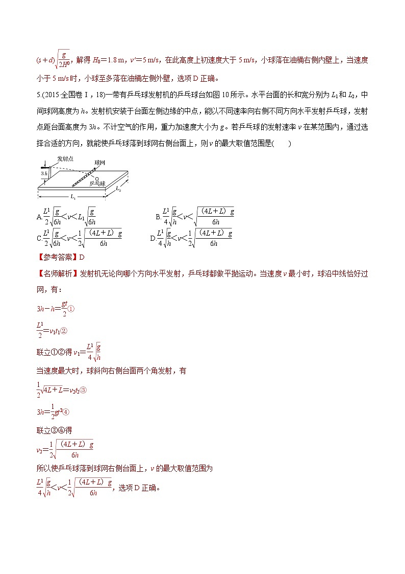 高考物理模拟题练习 专题4.22 与临界条件相关的平抛运动问题（解析版）03