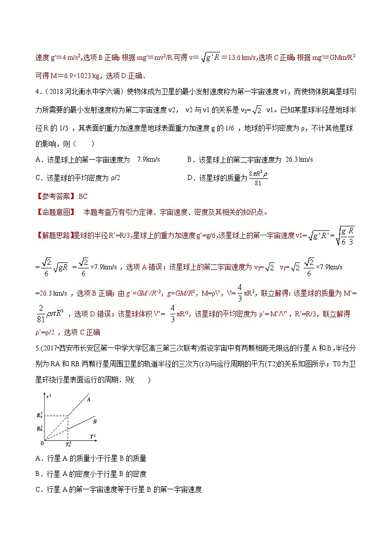 高考物理模拟题练习 专题5.7 宇宙速度（基础篇）（解析版）第3页