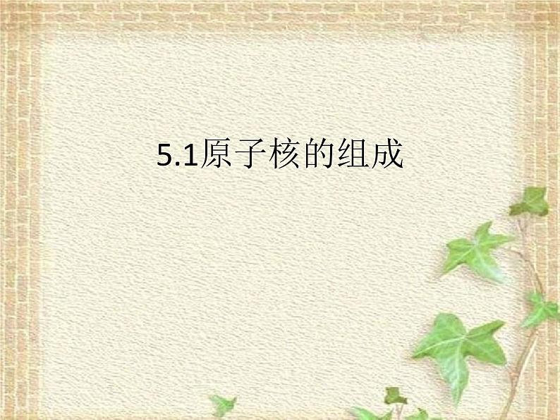 2022-2023年人教版(2019)新教材高中物理选择性必修3 第5章原子核第1节原子核的组成(3)课件01