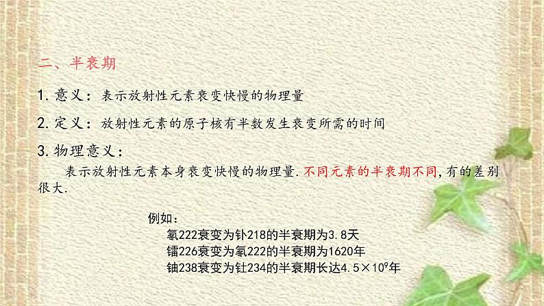 2022-2023年人教版(2019)新教材高中物理选择性必修3 第5章原子核第2节放射性元素的衰变(1)课件第8页