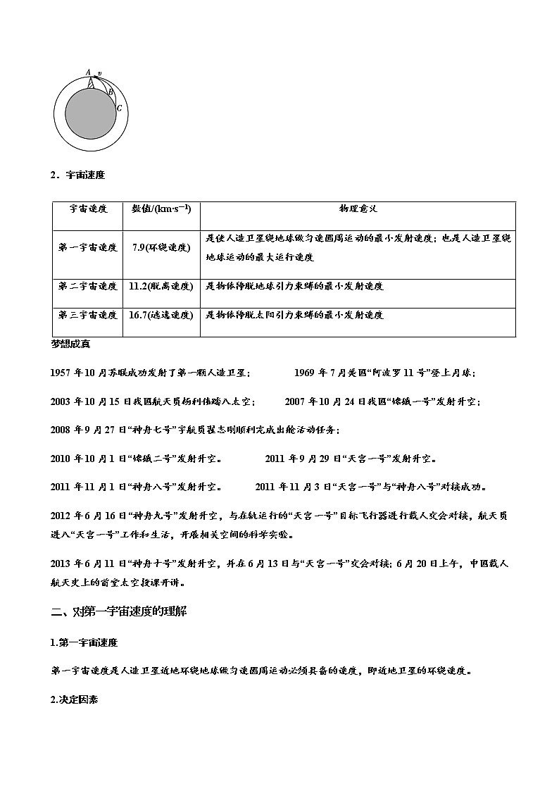 7.4 宇宙航行（原卷版）-高一物理同步精品讲义（人教版）第2页