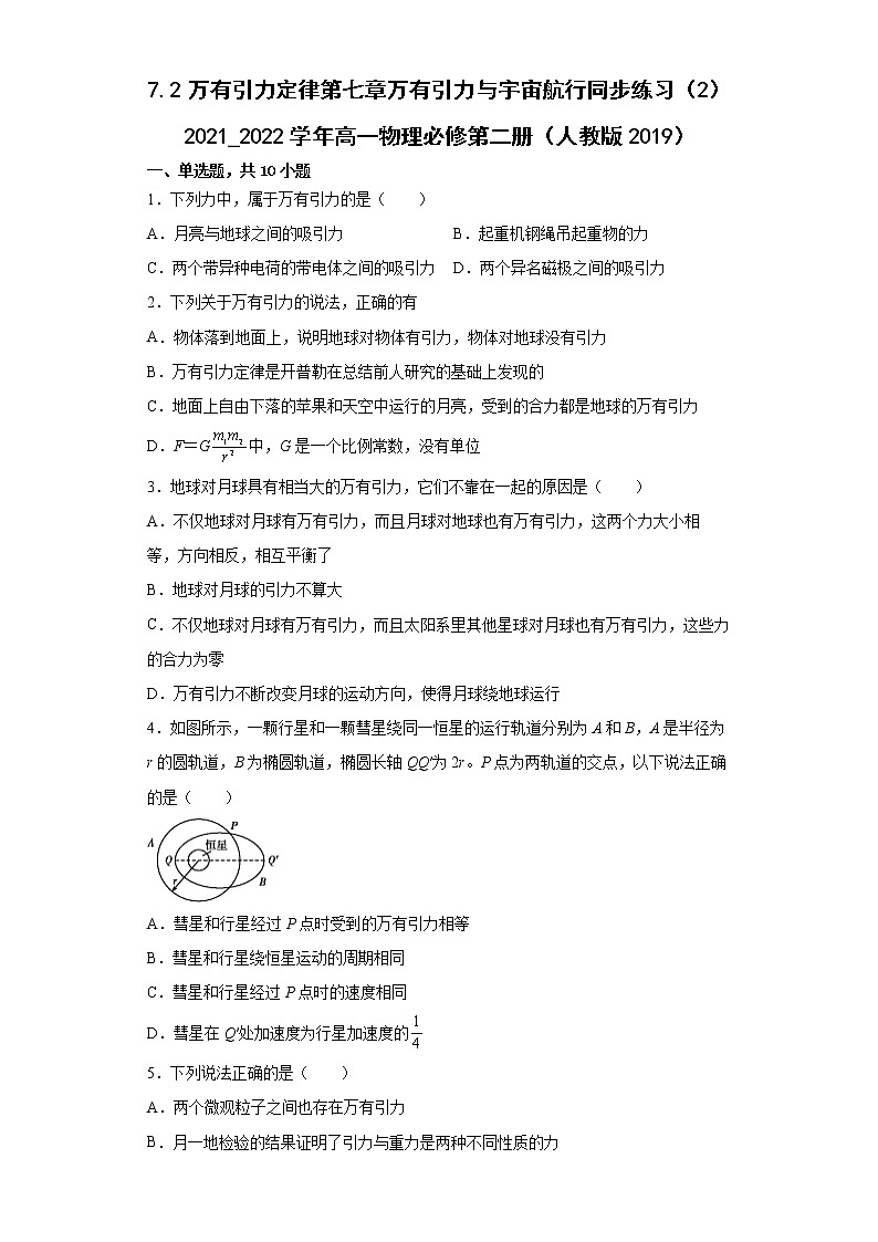 7.2万有引力定律 同步练习第1页