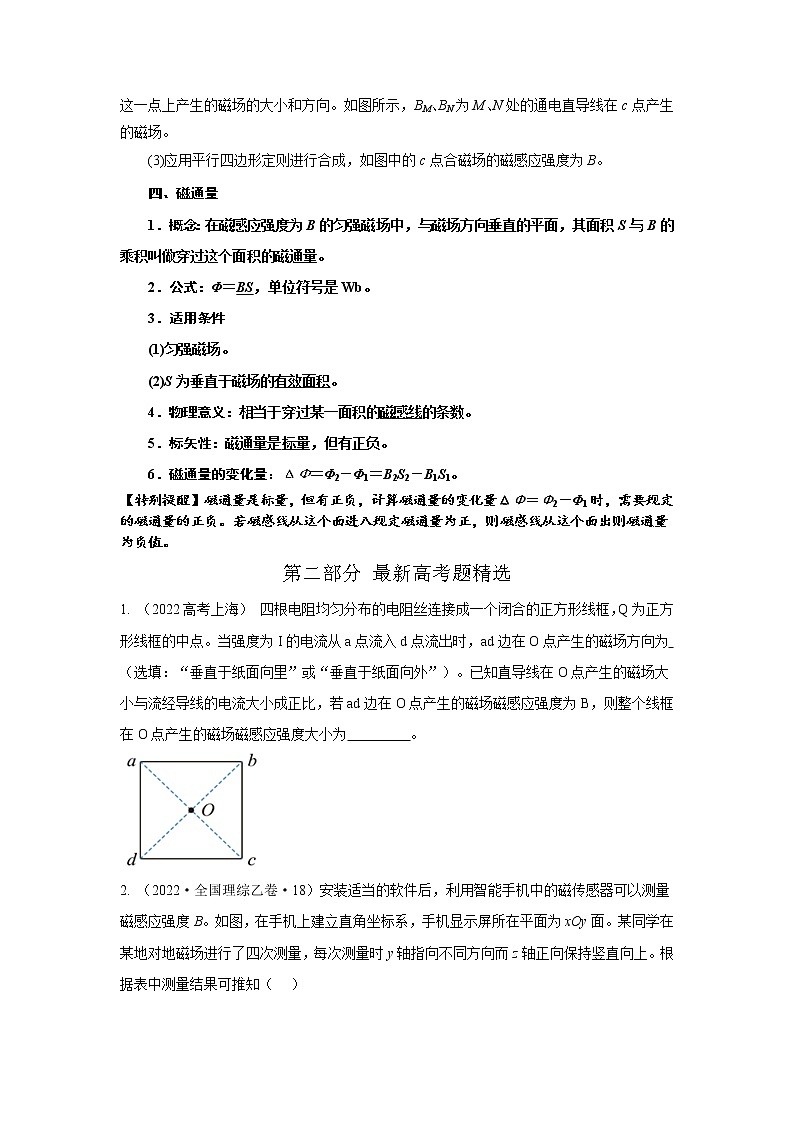 专题71  磁场的描述（原卷版）-2023高考一轮复习知识点精讲和最新高考题模拟题同步训练第3页