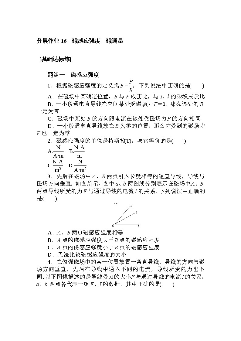 13.2 磁感应强度　磁通量 试卷01