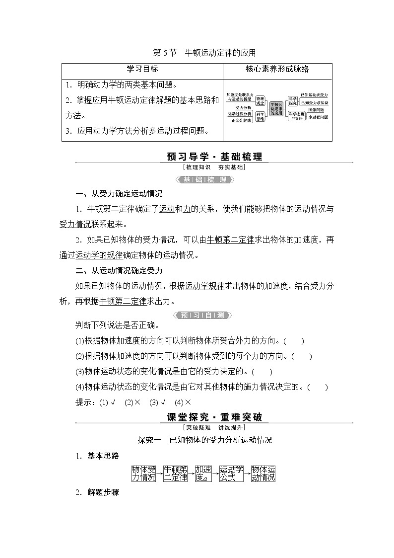 5 第5节　牛顿运动定律的应用 学案01