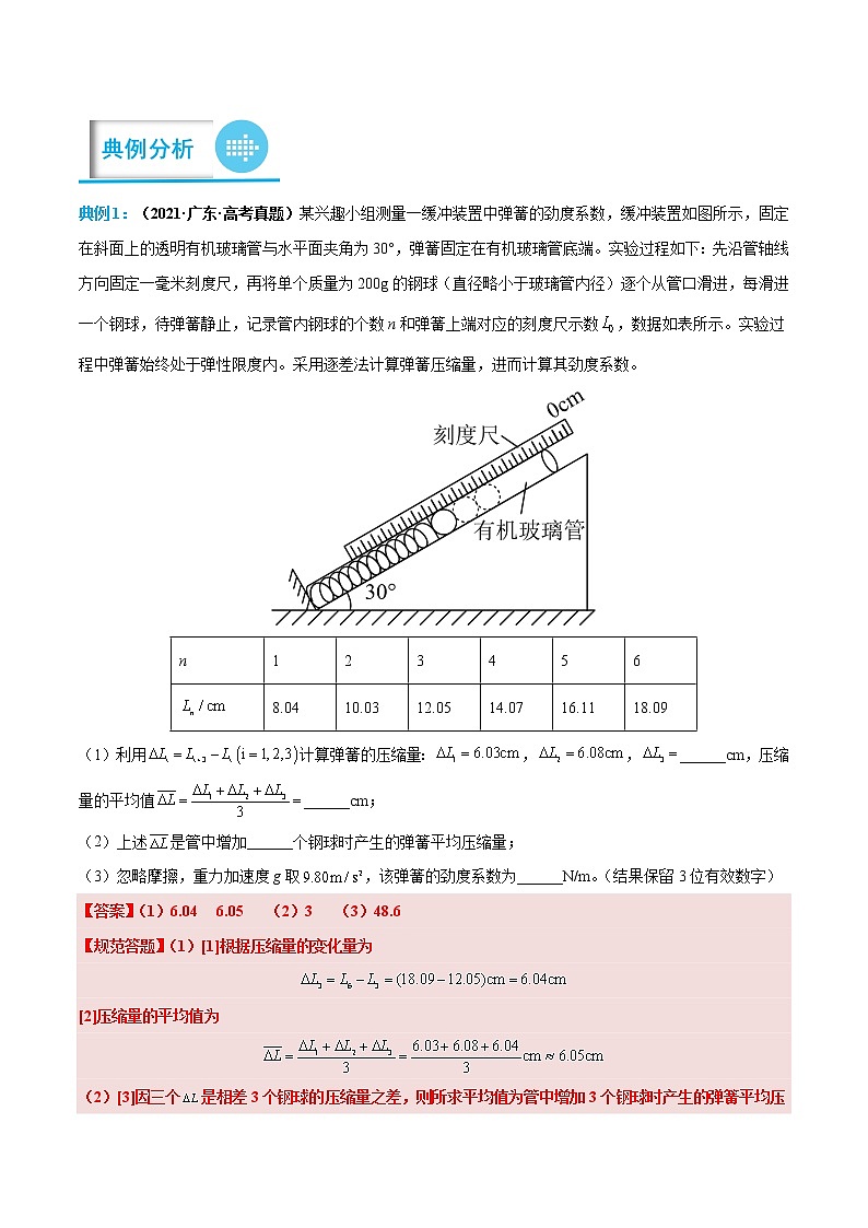 专题03 探究弹簧弹力与形变量的关系-高考物理实验题专项突破02