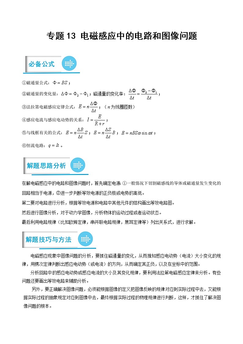 专题13 电磁感应中的电路和图像问题 -高考物理计算题专项突破01